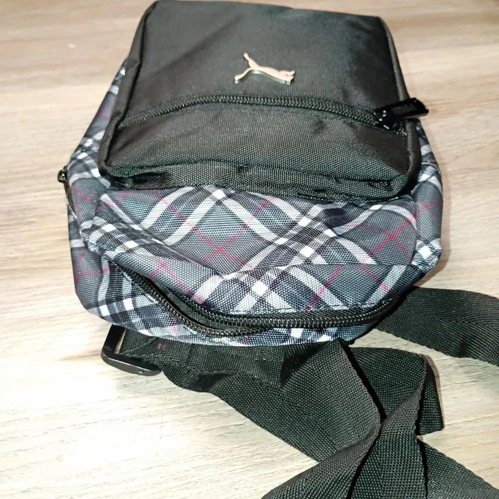 Puma Mens Plaid Crossbody Bag Navy Blue Messenger Festival Travel Shoulder Bag
